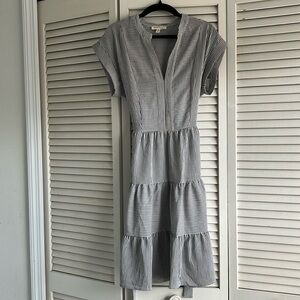 Monteau Grey and White Stripped Summer Dress Size S